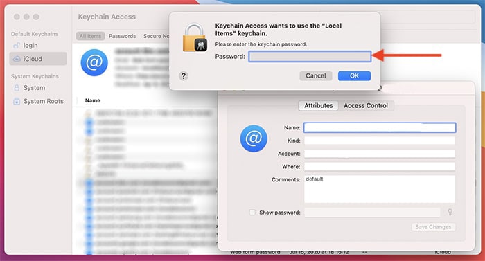 Afficher les mots de passe enregistrés Keychain révélant la copie du mot de passe
