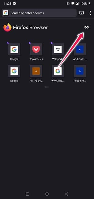 Prendre des captures d'écran Mode navigation privée Android Firefox Nouvelle fenêtre privée
