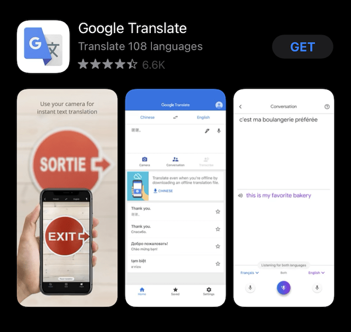 L'application Google Traduction pour iOS.