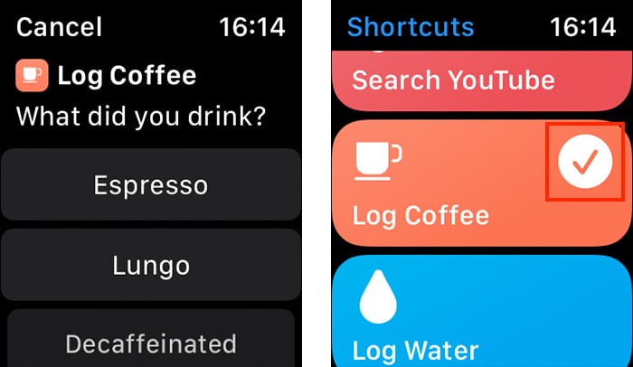 Raccourcis Siri Raccourci d'exécution d'Apple Watch sur Watchos