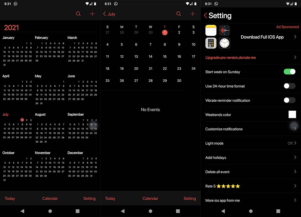 Androidlookios Calendrier