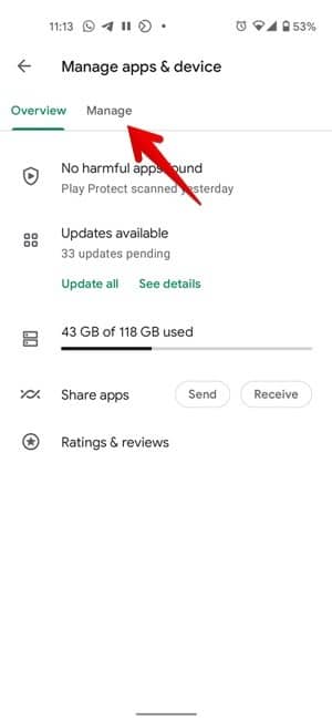 Google Play Store Gérer les applications