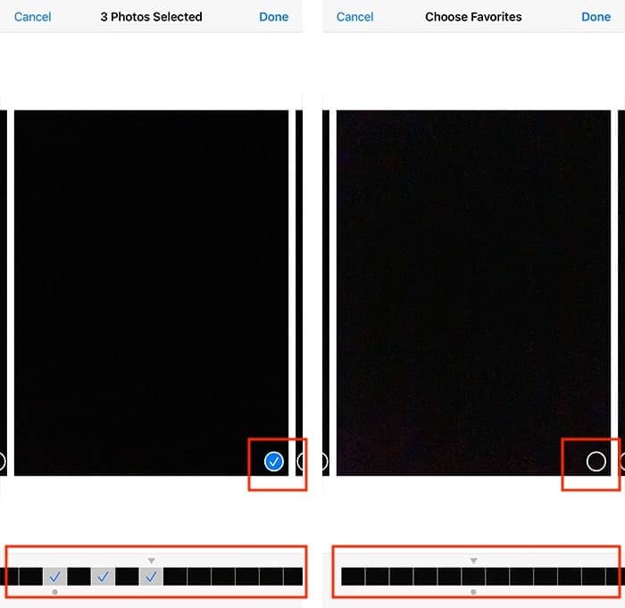 Suppression de photos en rafale Iphone Sélection de photos en rafale individuelles