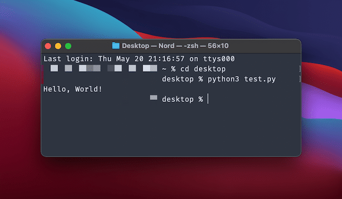 Exécuter un script Python sur macOS depuis le terminal.