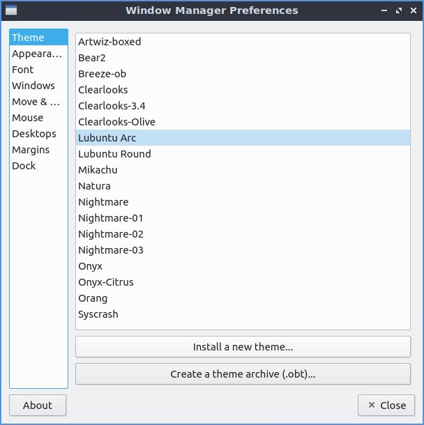 Lubuntu 20 10 Mte Examen des préférences Openbox