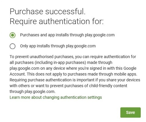Installer des applications à distance Préférences d'authentification Android