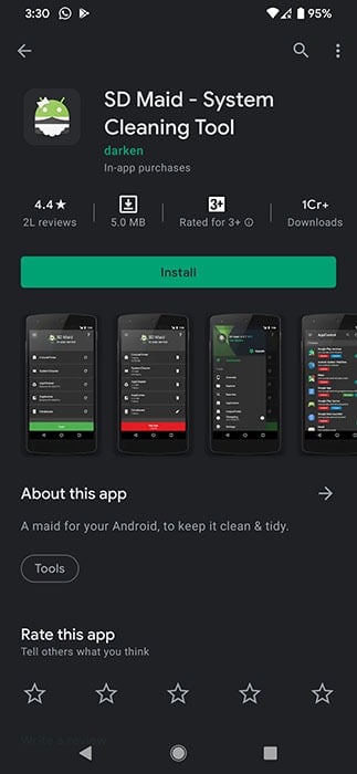 Libérez de l'espace de stockage Android Sdmaid