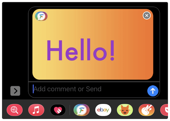 Envoi de votre message avec la nouvelle couleur de bulle iMessage.