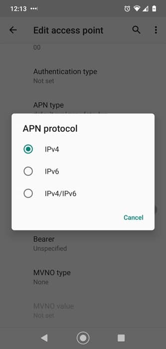 Les données mobiles ne fonctionnent pas Protocole Android Apn