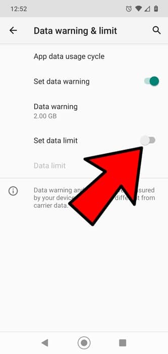 Les données mobiles ne fonctionnent pas Android Définir la limite de données