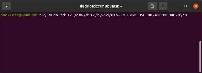 Réparer l'usb sous Linux Exécuter Fdisk sur le disque