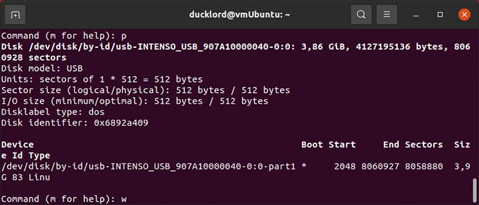Réparer l'usb dans les partitions de la liste Fdisk Linux