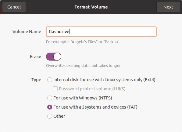 Réparer Usb Dans Les Disques Linux Effacement Complet Activé