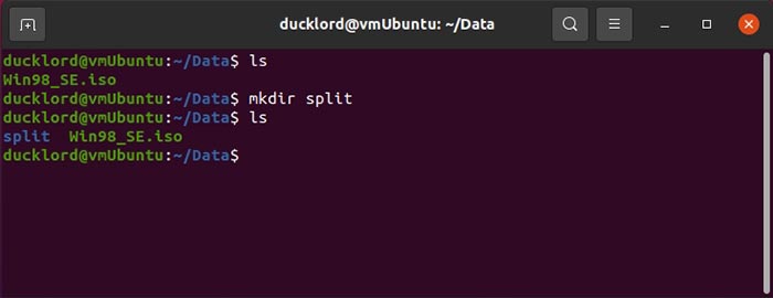 Compresser les fichiers divisés dans Ubuntu Mkdir Split