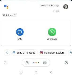 Envoyer des messages Assistant Google Sélectionner le type de message