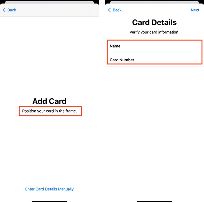 Configurer la vérification de la carte Apple Pay sur iPhone