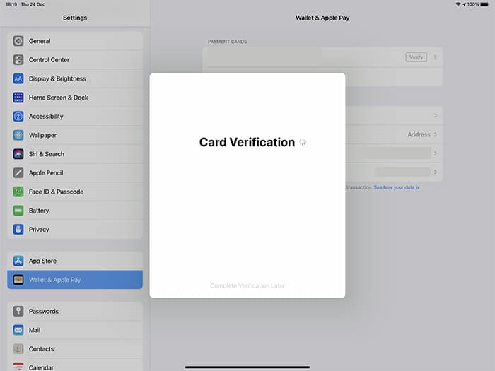 Configurer la vérification de la carte Apple Pay