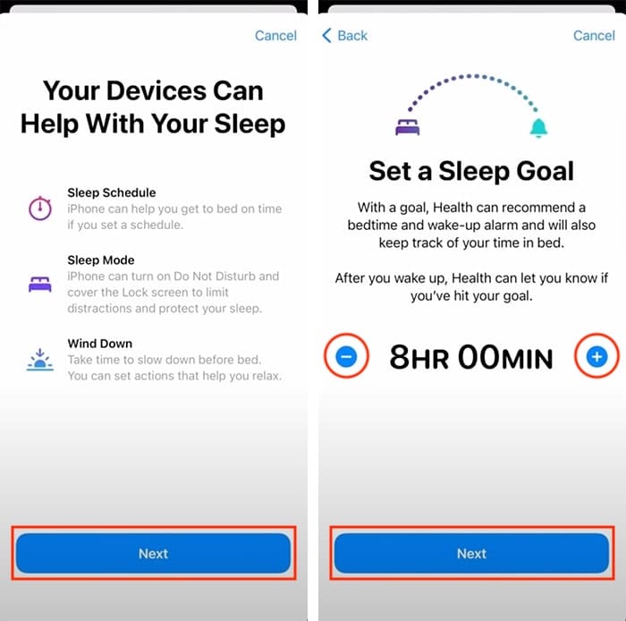 Apple Watch Sleep Tracking Réglage de l'objectif de sommeil