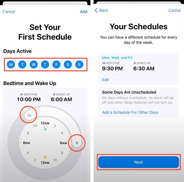 Apple Watch Sleep Tracking Réglage de l'horaire du coucher