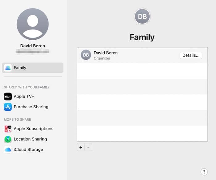 Configurer Apple Family Sharing Mac Addmember