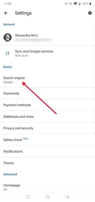 Comment changer le moteur de recherche par défaut Android Chrome Search Engine