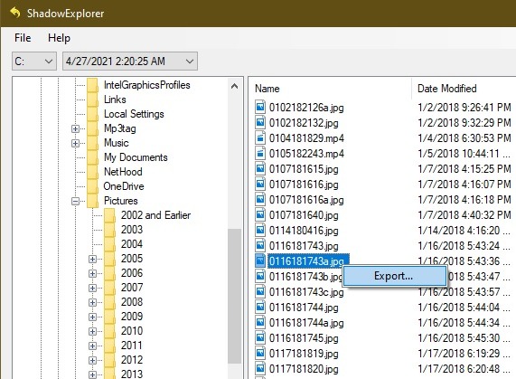 Comment utiliser Shadowexplorer pour extraire des fichiers de l'exportation de la restauration du système