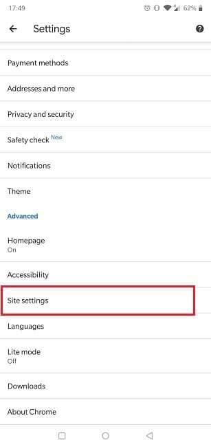 Comment activer les cookies Paramètres du site Chrome du navigateur Android