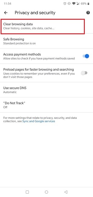 Comment activer les cookies Navigateur Android Chrome Effacer les données de navigation