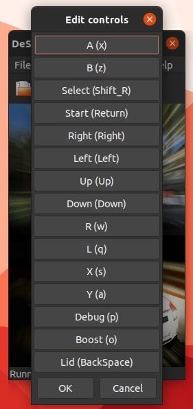 Ds Games sur Linux avec la boîte de dialogue Desmume Edit Controls