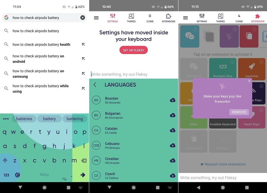 Meilleures alternatives Gboard Android Fleksy