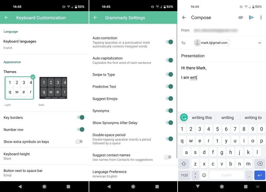 Meilleures alternatives Gboard Clavier Android Grammarly