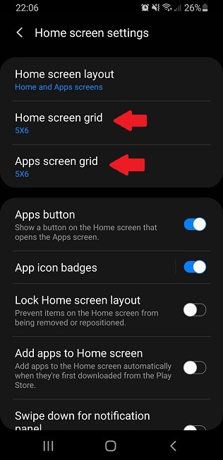 Comment changer la taille de l'icône de l'application Grille d'écran Samsung Home Apps