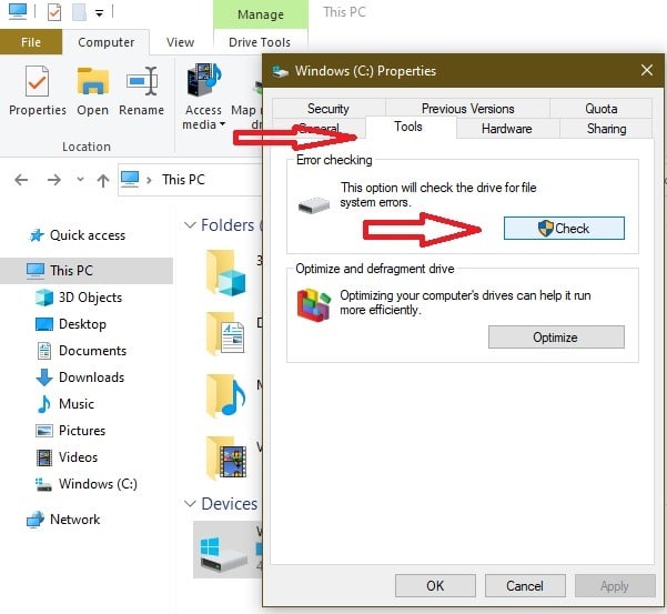 Comment réparer le copier-coller ne fonctionne pas dans Windows 10 Chdsk