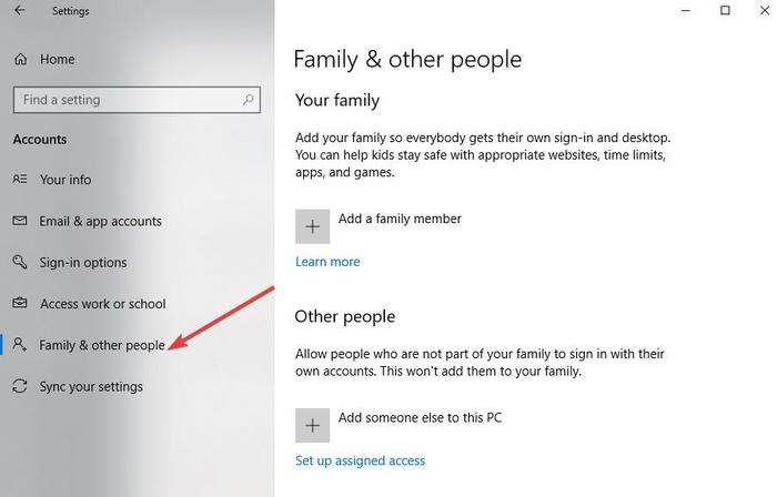 Réparer Copier Coller ne fonctionne pas Paramètres Windows Comptes Famille et autres personnes