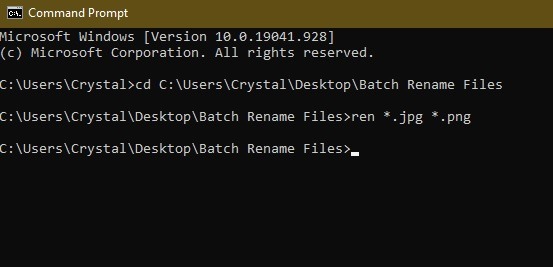 3 façons de renommer par lots des fichiers dans les extensions Cmd Cd de l'explorateur Windows