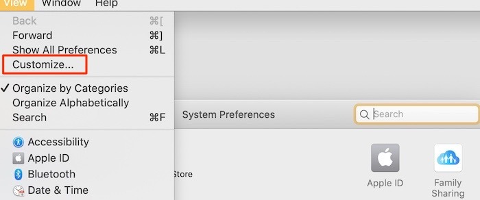 Affichage des préférences système Mac Personnaliser