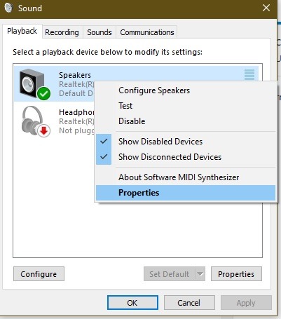 Résoudre les problèmes avec les propriétés sonores du graphique d'isolation de périphérique audio Windows