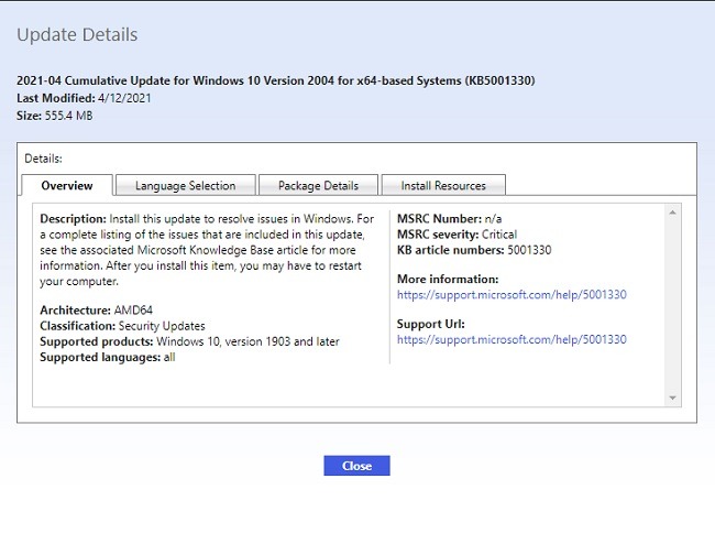Qu'est-ce que le catalogue Microsoft Update et comment l'utiliser Détails de la mise à jour