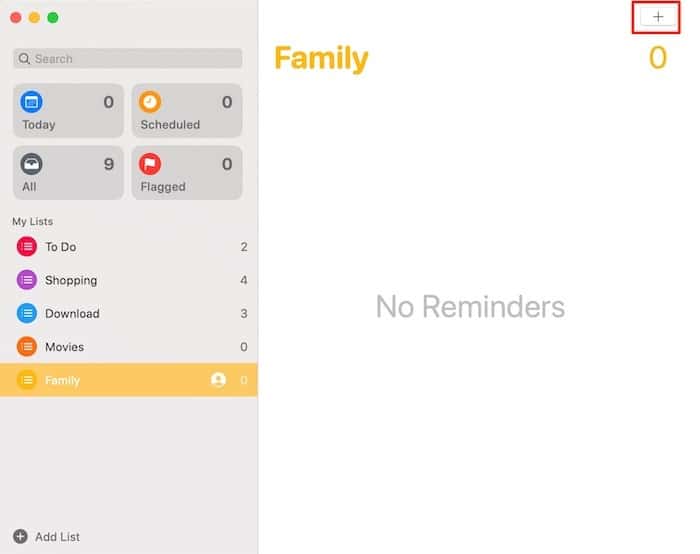 Application de rappels principaux Mac Créer un rappel Plus Application de rappels principaux Mac Créer un rappel Plus
