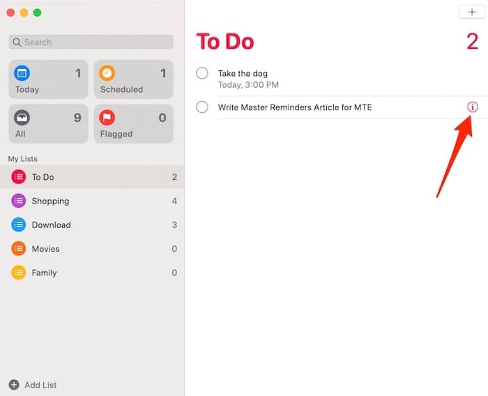 Bouton Mac I de l'application Rappels principaux Bouton Mac I de l'application Rappels principaux