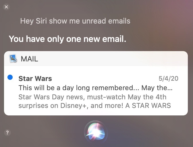 Surprenant utilise Siri Mac Email