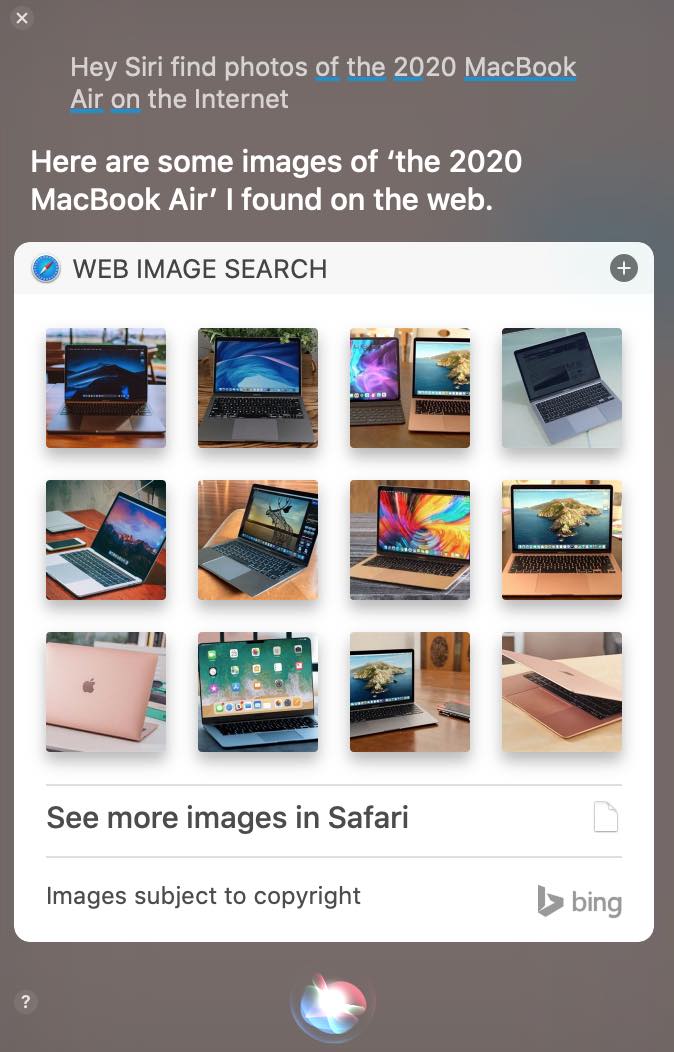 Surprenant utilise Siri Mac Photos Macbook Air