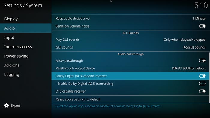 Connexion Audio Pc Optique Sortie Kodi Dolby
