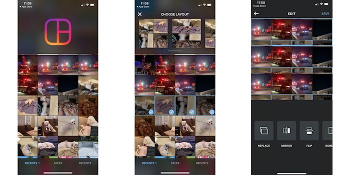 Meilleures applications de collage de photos Iphone Layout Instagram