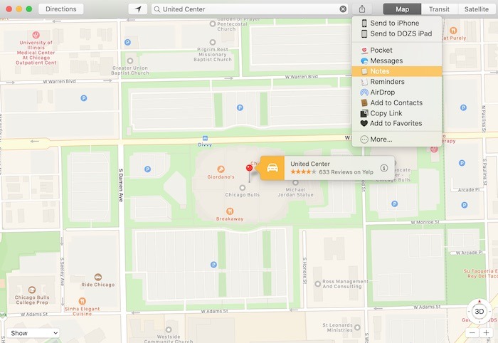 Commencer Notes Mac Maps Partager