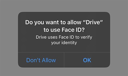 Activation sécurisée de l'identifiant de visage des paramètres de Google Drive
