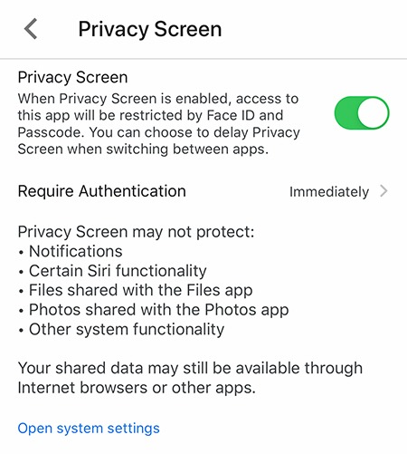 Paramètres sécurisés de l'écran de confidentialité de Google Drive