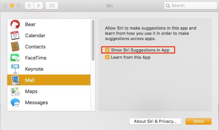 Comment utiliser les suggestions de Siri Préférences Mac Mail