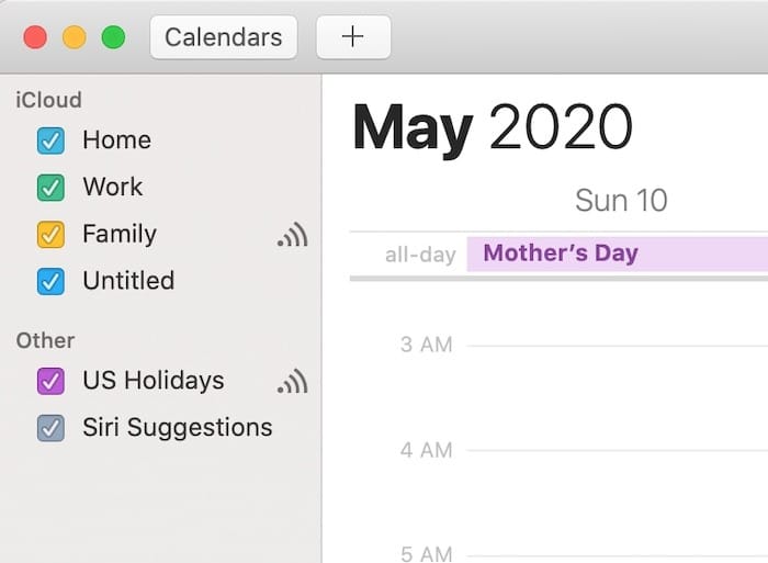 Application Master Mac Calendar Ajouter une nouvelle liste de comptes
