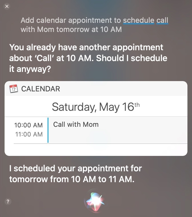 Application de calendrier maître Mac Siri Ajouter un événement
